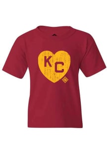 Rally Kansas City Monarchs Youth Cardinal Heart Graphic Short Sleeve T-Shirt