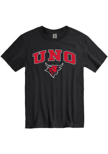 UNO Mavericks Black Arch Mascot Short Sleeve T Shirt