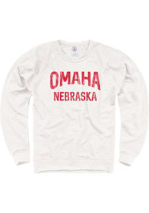 Omaha Mens Oatmeal Arch Wordmark Long Sleeve Crew Sweatshirt