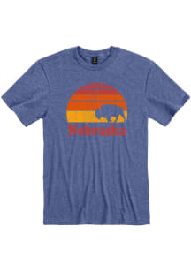 Nebraska Blue Bison Sunset Short Sleeve Fashion T Shirt
