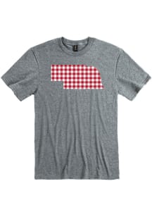 Nebraska Graphite Plaid State Shape Short Sleeve Fashion T Shirt