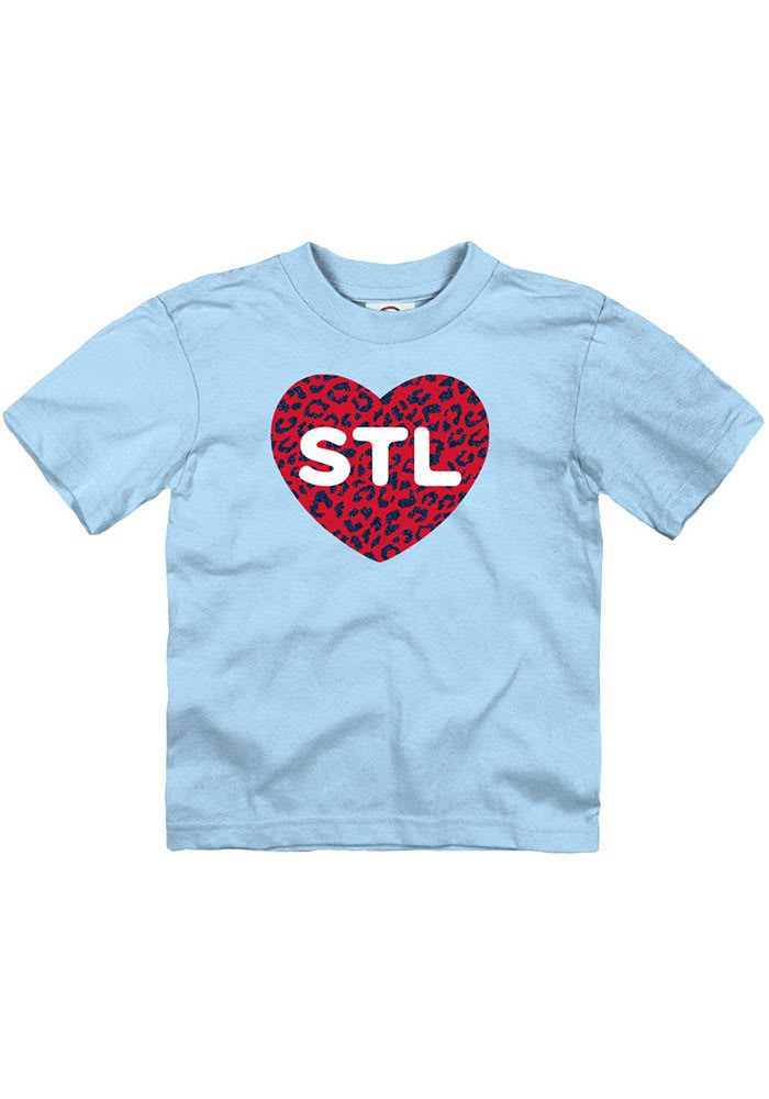 St Louis Toddler Girls Blue Cheetah Heart Short Sleeve T-Shirt