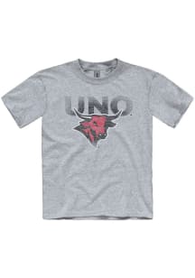 UNO Mavericks Youth Grey Primary Logo Short Sleeve T-Shirt