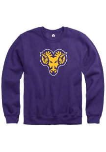 Rally West Chester Golden Rams Mens Purple Number One Graphic Long Sleeve Crew Sweatshirt