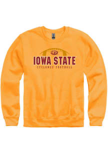 Iowa State Cyclones Mens Gold Football Practice Long Sleeve Crew Sweatshirt