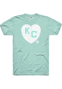 Rally Kansas City Monarchs Teal Heart Short Sleeve Fashion T Shirt