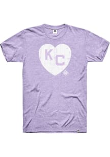 Rally Kansas City Monarchs Lavender Heart Short Sleeve Fashion T Shirt
