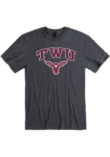 Texas Womans University Grey Arch Mascot Short Sleeve T Shirt