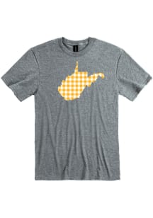 West Virginia Grey Plaid State Shape Short Sleeve Fashion T Shirt