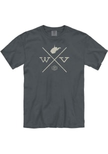 West Virginia Charcoal State Crossing Short Sleeve T Shirt