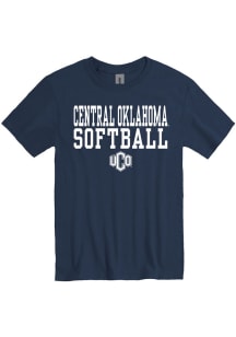 Central Oklahoma Bronchos Navy Blue Softball Short Sleeve T Shirt