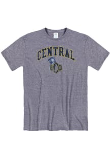 Central Oklahoma Bronchos Navy Blue Arch Mascot Distressed Short Sleeve Fashion T Shirt