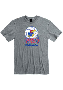Rally Kansas Jayhawks Grey Volleyball Short Sleeve T Shirt