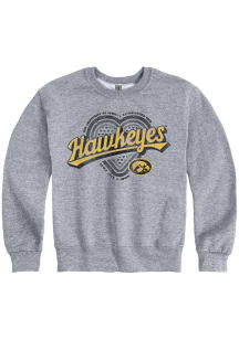 Iowa Hawkeyes Girls Grey Heart Long Sleeve Sweatshirt