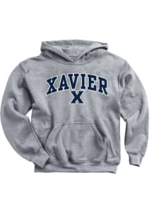 Xavier Musketeers Youth Grey Arch Mascot Long Sleeve Hoodie