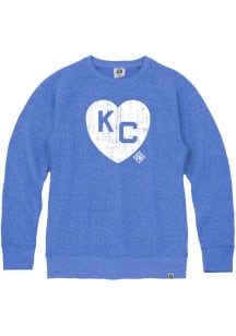 Rally Kansas City Monarchs Mens Blue Heart KC Long Sleeve Fashion Sweatshirt