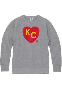 Rally Kansas City Monarchs Mens Grey Heart KC Long Sleeve Fashion Sweatshirt