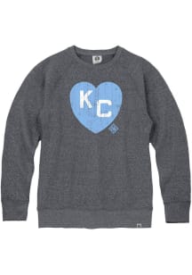 Rally Kansas City Monarchs Mens Navy Blue Heart KC Long Sleeve Fashion Sweatshirt
