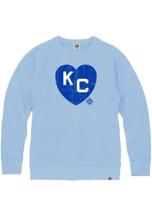 Rally Kansas City Monarchs Mens Light Blue Heart KC Long Sleeve Fashion Sweatshirt