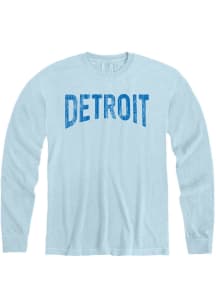 Detroit Light Blue Arch Wordmark Long Sleeve T Shirt