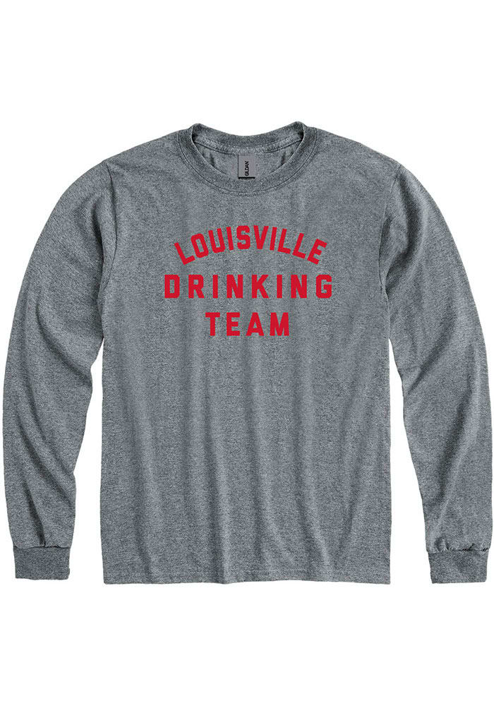 Perrin Inc Louisville Grey Drinking Team Long Sleeve Fashion T Shirt, Grey, 50% Cotton / 50% POLYESTER, Size 2XL, Rally House