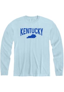 Kentucky Light Blue Wordmark State Shape Long Sleeve T Shirt