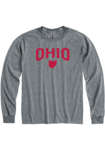 Ohio Grey Wordmark State Shape Long Sleeve Fashion T Shirt