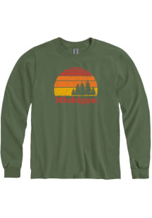 Michigan Green Tree Sunset Long Sleeve T Shirt