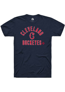 Rally Cleveland Buckeyes Navy Blue Number 1 Graphic Short Sleeve Fashion T Shirt