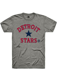 Rally Detroit Stars Grey Number 1 Graphic Short Sleeve Fashion T Shirt