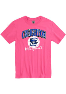 Rally Creighton Bluejays Pink Number 1 Volleyball Short Sleeve T Shirt