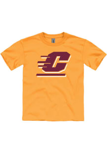 Central Michigan Chippewas Youth Gold Primary Logo Short Sleeve T-Shirt