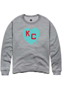 Rally Kansas City Monarchs Mens Grey Heart Long Sleeve Fashion Sweatshirt