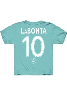 Lo'eau LaBonta KC Current Youth Teal Name and Number Player Tee