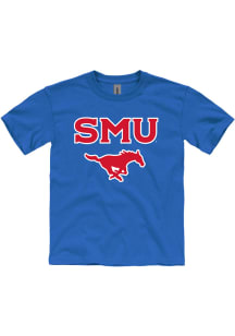 SMU Mustangs Youth Blue No 1 Short Sleeve T-Shirt