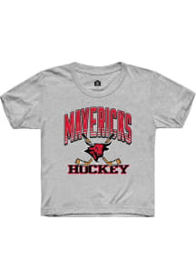 Rally UNO Mavericks Youth Grey Hockey no. 1 design Short Sleeve T-Shirt