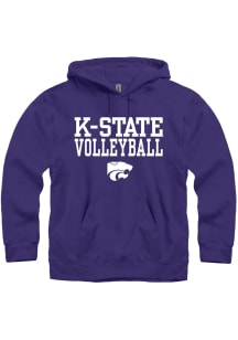 K-State Wildcats Mens Purple Volleyball Stacked Long Sleeve Hoodie