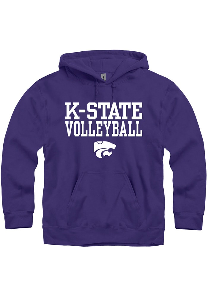 K-State Wildcats Mens Purple Volleyball Stacked Long Sleeve Hoodie