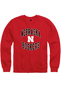 Rally Nebraska Cornhuskers Mens Red Arched Number One Long Sleeve Crew Sweatshirt