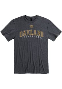Oakland University Golden Grizzlies Grey Arch Mascot Short Sleeve T Shirt