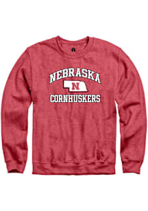 Rally Nebraska Cornhuskers Mens Red State Number 1 Long Sleeve Crew Sweatshirt