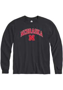 Rally Nebraska Cornhuskers Black Arch Mascot Long Sleeve T Shirt
