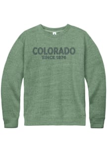 Colorado Mens Green Embroidered Wordmark Long Sleeve Crew Sweatshirt