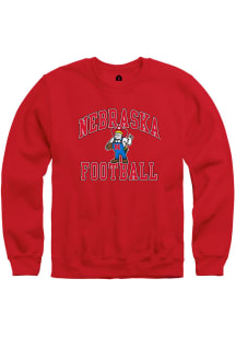 Rally Nebraska Cornhuskers Mens Red Number One Football Herbie Long Sleeve Crew Sweatshirt