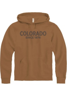 Colorado Mens Brown Embroidered Wordmark Long Sleeve Hoodie