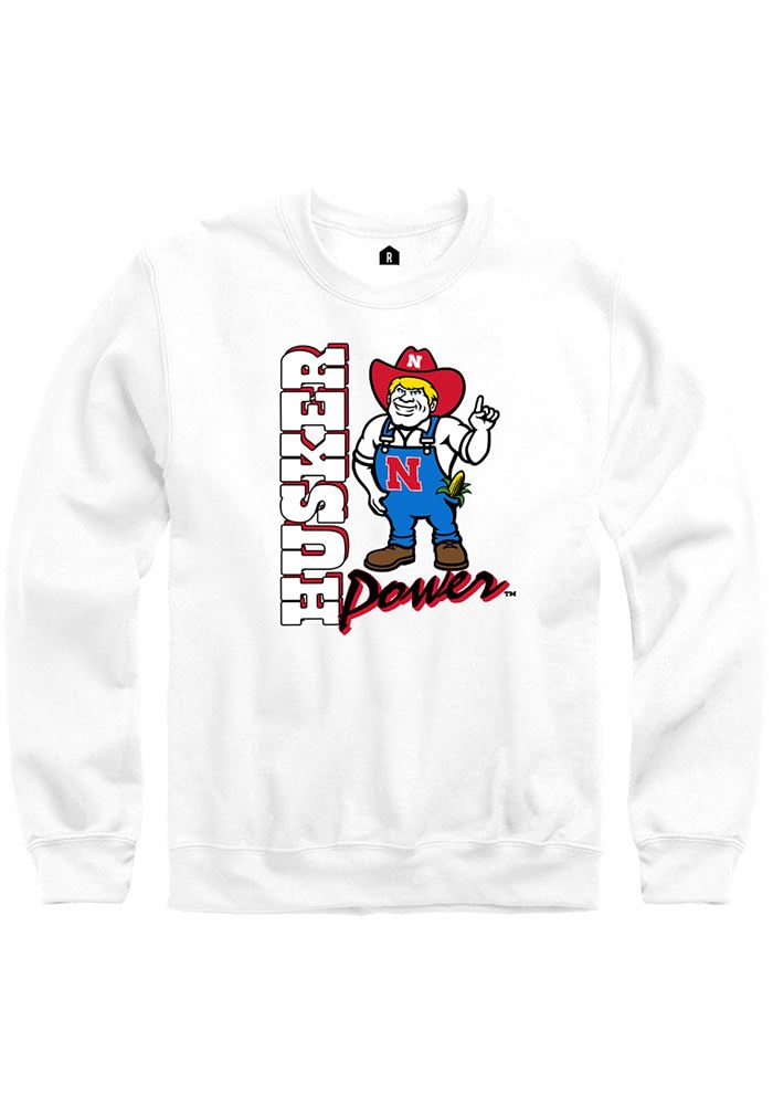 Rally Nebraska Cornhuskers Mens Husker Power Crew Sweatshirt - White