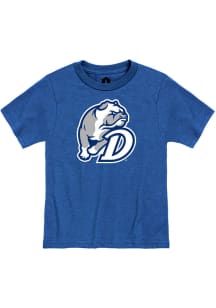 Rally Drake Bulldogs Youth Blue Mascot and Letterrmark Short Sleeve T-Shirt