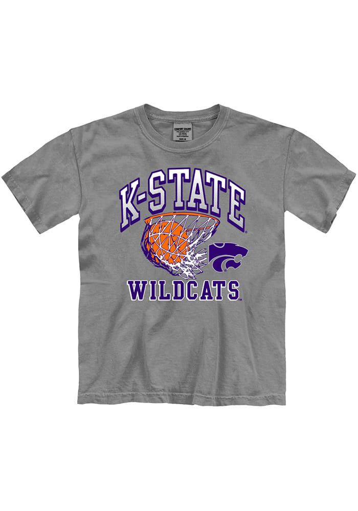 Rally K-State Wildcats Youth Grey Basketball Short Sleeve T-Shirt