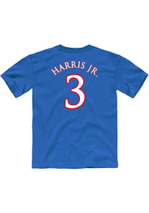 Dajuan Harris Jr Kansas Jayhawks Youth Blue Dajuan Harris Jr. Name and Number Player Tee