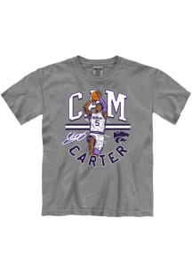 Camryn Carter K-State Wildcats Youth Grey Cam Carter Player Tee